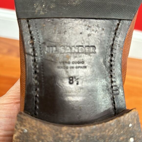 Jil Sander Plain Toe Pebbled Dress Shoes Men's Brown size 8.5 - Picture 4 of 6